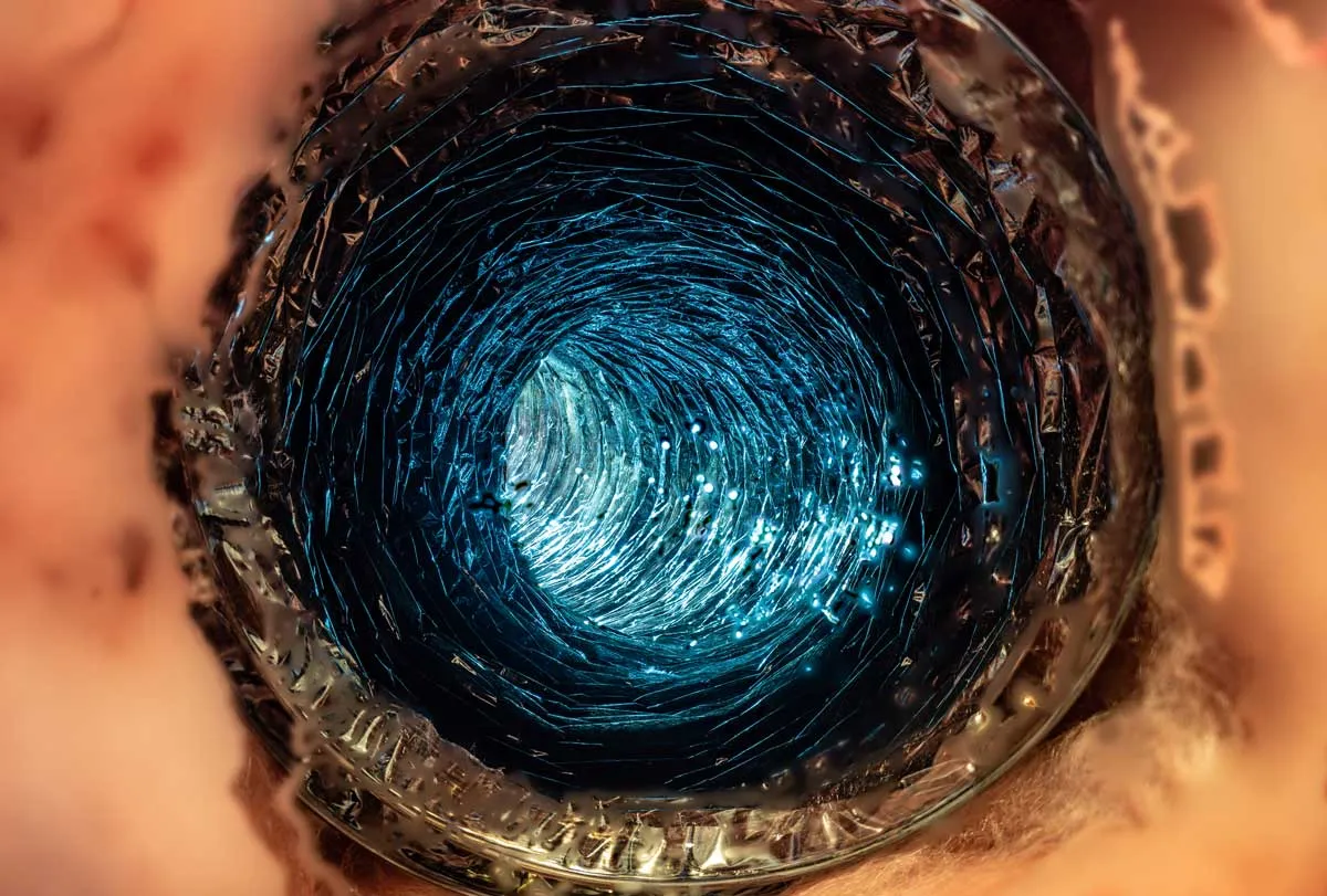 The inside of an air duct run seen during a system inspection